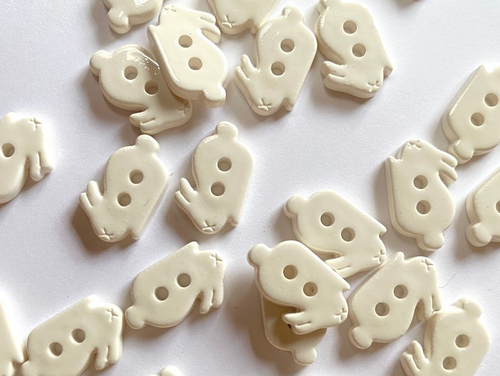 Haby | Glossy Rabbit Button - 15mm - Ivory | Fabric Godmother