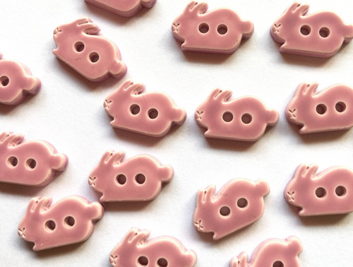 Haby | Glossy Rabbit Button - 15mm - Pink | Fabric Godmother