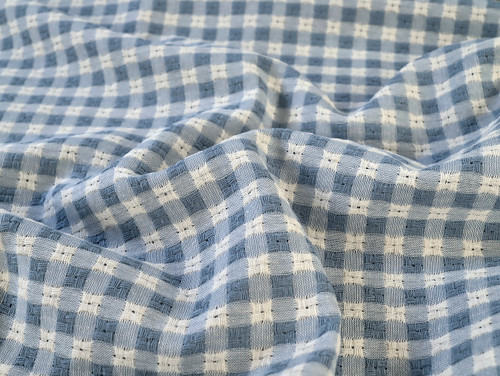 Dressmaking Fabric | Calista Gingham Cotton Jacquard - Blue | Fabric Godmother 