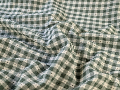 Dressmaking Fabric | Calista Gingham Cotton Jacquard - Green | Fabric Godmother 