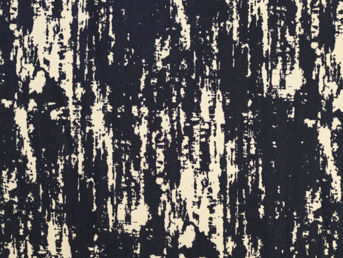 Dressmaking Fabric | Nephila Abstract Denim -  Cream & Navy | Fabric Godmother