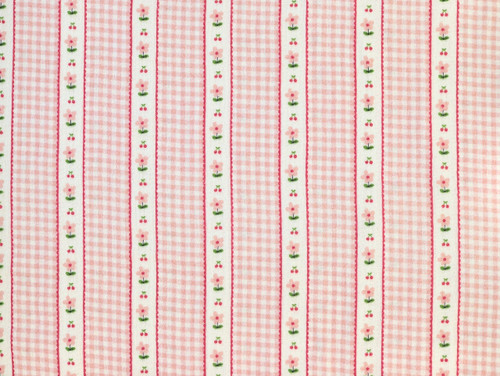 Dressmaking Fabric | Aubrey Floral Stripe Double Gauze - Pink | Fabric Godmother 