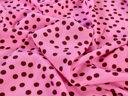 Dressmaking Fabric | Vivian Spot Viscose Crepe - Pink & Burgundy | Fabric Godmother