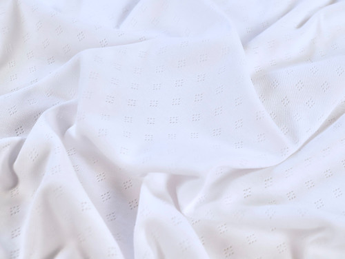 Dressmaking Fabric | Pointelle Cotton Jersey - White| Fabric Godmother