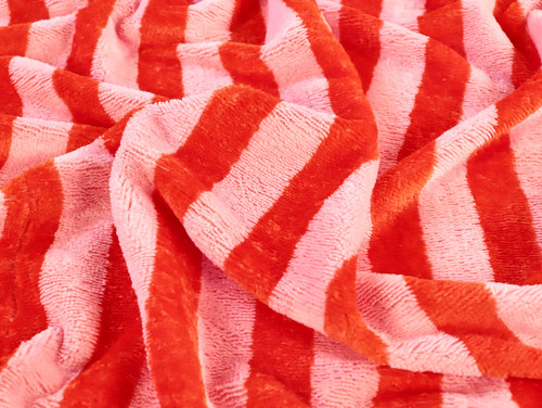 Dressmaking Fabric | Roman Stripe Cotton & Bamboo Towelling - Pink & Orange | Fabric Godmother 