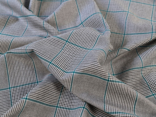Dressmaking Fabric | Eldon Check Bushed Cotton Suiting - Grey | Fabric Godmother