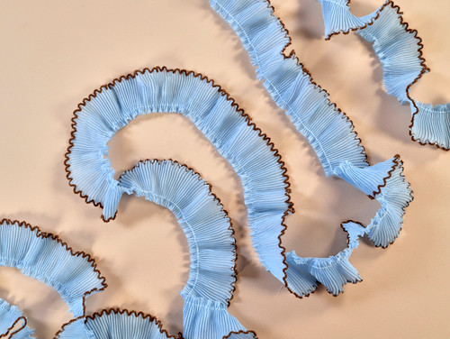 Haby | Plisse Trim 32mm - Blue & Brown | Fabric Godmother