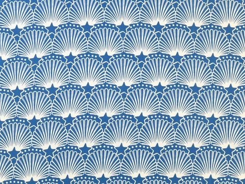 Dressmaking Fabric | Scallop Star Viscose & Linen - Blue | Fabric Godmother