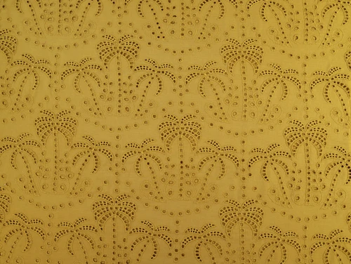 Dressmaking Fabric | Palm Tree Cotton Broderie Anglaise - Olive | Fabric Godmother 