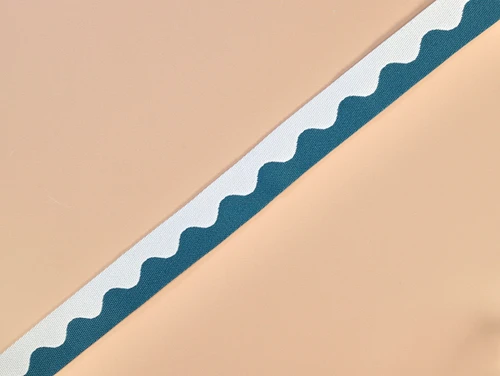 Haberdashery | Wave Webbing - 40mm - White & Teal | Fabric Godmother