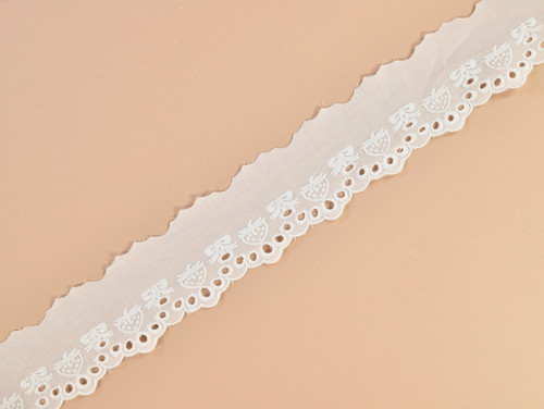 Haberdashery | Strawberry Broderie Anglaise Trim 60mm - White | Fabric Godmother 