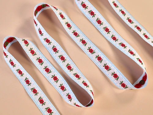 Haberdashery | Floral Trim - 25mm - Blue & Red | Fabric Godmother