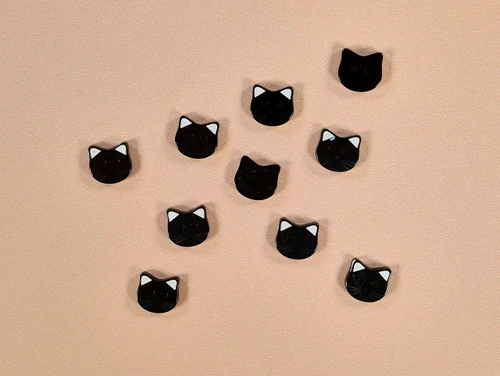 Haberdashery | Cat Resin Button - 12mm - Black | Fabric Godmother