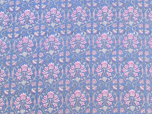 Dressmaking Fabric | Malini Floral Hand Block Print - Lilac | Fabric Godmother 