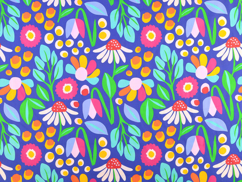 Dressmaking Fabric | Petal Pop Floral Cotton Poplin - Blue | Fabric Godmother 
