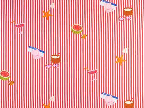 Dressmaking Fabric | Cabana Coast Stripe Cotton Poplin - Red| Fabric Godmother 