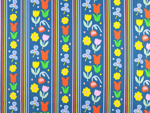 Dressmaking Fabric |Funky Flora Cotton Poplin - Blue  | Fabric Godmother 