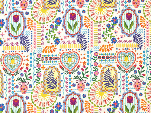 Dressmaking Fabric | Eliana Floral Cotton Lawn - Ivory | Fabric Godmother