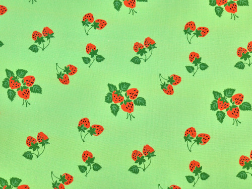 Dressmaking Fabric | Strawberry Fayre Viscose & Linen - Green | Fabric Godmother