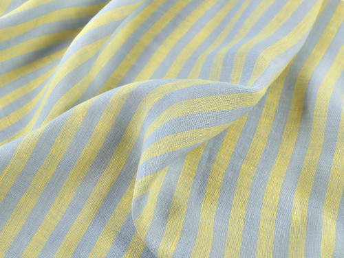 Dressmaking Fabric | Sebastian Stripe Linen - Butter & Periwinkle | Fabric Godmother