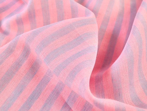 Dressmaking Fabric | Sebastian Stripe Linen - Blossom & Periwinkle | Fabric Godmother