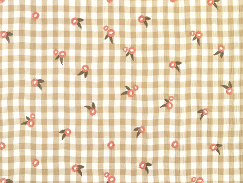 Maia Embroidered Check Double Gauze - Ivory