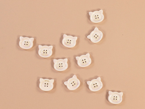 Haberdashery | Pig Button - 20mm - White | Fabric Godmother