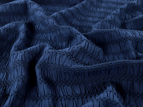 Dressmaking Fabric | Eladia Chenille Jacquard - Navy| Fabric Godmother 