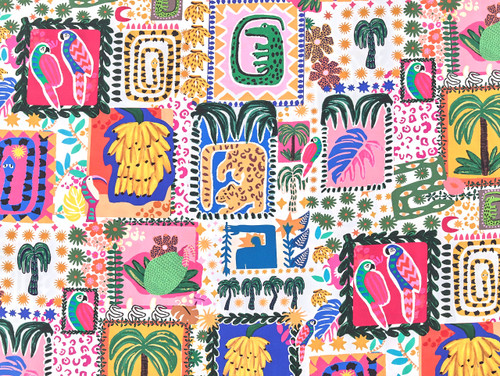 Dressmaking Fabric | Paradise Patchwork Cotton Satin - White | Fabric Godmother 