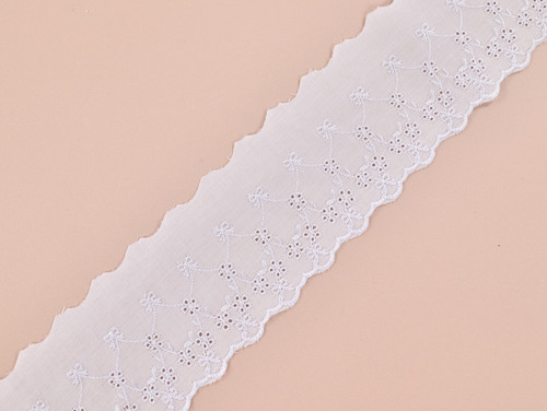 Haberdashery | Scalloped Broderie Anglaise Trim 55mm - White | Fabric Godmother 