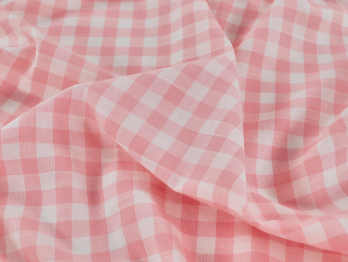 Dressmaking Fabric | Florian Yarn Dyed Gingham Viscose - Pink | Fabric Godmother