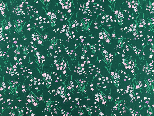 Dressmaking Fabric | Lysander Floral Viscose Twill - Green | Fabric Godmother 