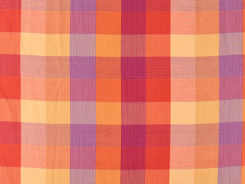 Dressmaking Fabric | Isha Check Handloom Cotton - Orange | Fabric Godmother 