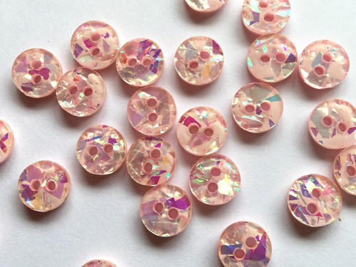 Haberdashery | Sparkle Buttons - 10mm - Pink | Fabric Godmother 