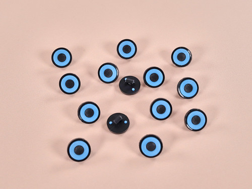 Haberdashery | Blue Circle Button - 16mm - Black | Fabric Godmother