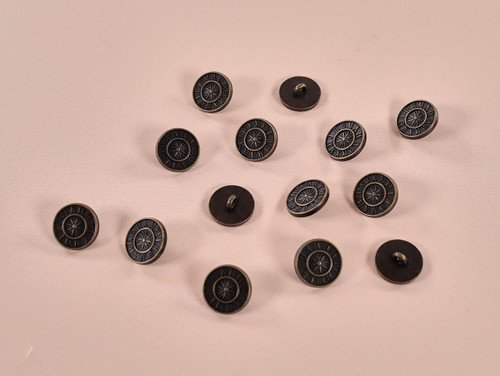 Haberdashery | Clock Metal Buttons - 15mm - Antique Gold | Fabric Godmother