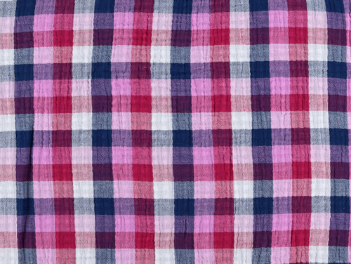Fabric | Jespie Check Double Gauze Cotton - Pink | Fabric Godmother