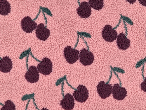Dressmaking Fabric | Cera Cherry Sherpa - Pink | Fabric Godmother 