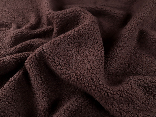 Dressmaking Fabric |Eli Double Sided Sherpa Teddy Fleece - Brown | Fabric Godmother