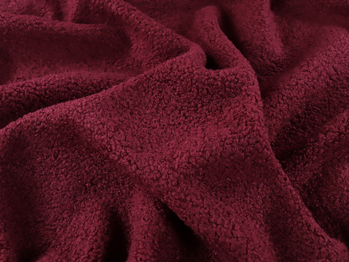 Dressmaking Fabric | Eli Sherpa Teddy Fleece - Burgundy | Fabric Godmother
