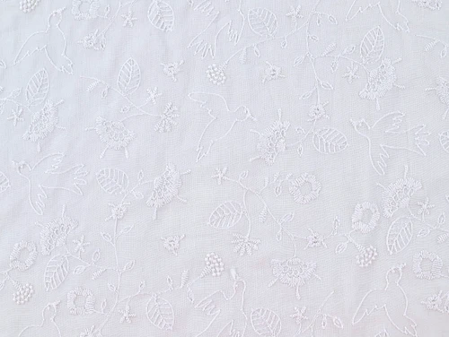 Dressmaking Fabric | Narine Floral Embroidered Cotton - Ivory| Fabric Godmother