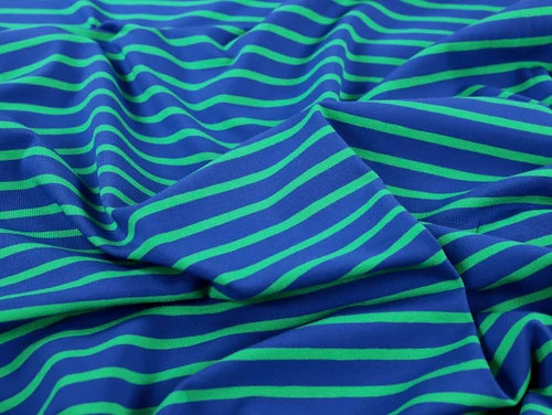 Dressmaking Fabric | Pierre Stripe Cotton Jersey - Cobalt & Emerald | Fabric Godmother