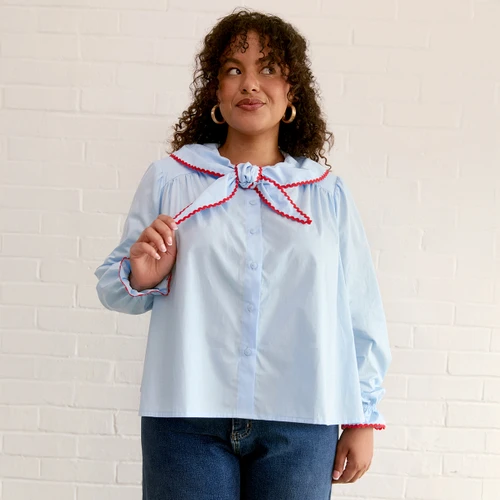 Sewing Kits |  The Bramble Kit - Wanda Cotton Poplin - Blue  | Fabric Godmother