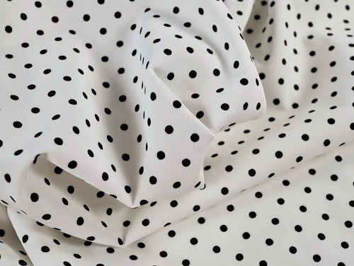 Dressmaking Fabric | Fable Polka Dot Stretch Cotton Mix - White | Fabric Godmother