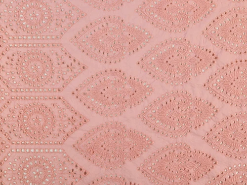 Dressmaking Fabric | Aine Cotton Broderie Anglaise - Pink | Fabric Godmother 