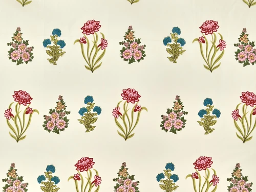 Dressmaking Fabric |  Ana Floral Hand Block Print - Ivory | Fabric Godmother 