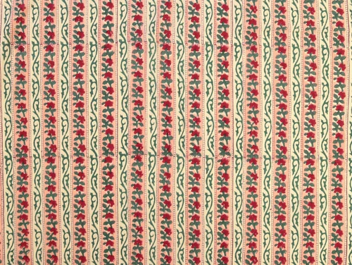 Dressmaking Fabric | Neerja Floral Stripe Hand Block Print - Pink | Fabric Godmother 