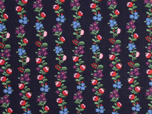 Dressmaking Fabric | Roberta Floral Stripe Cotton Lawn - Navy | Fabric Godmother 