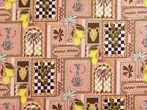 Dressmaking Fabric | Zebra Palms Cotton Lawn - Pink | Fabric Godmother 