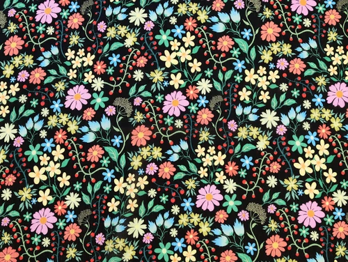 Dressmaking Fabric | Garden Vine Cotton - Black | Fabric Godmother